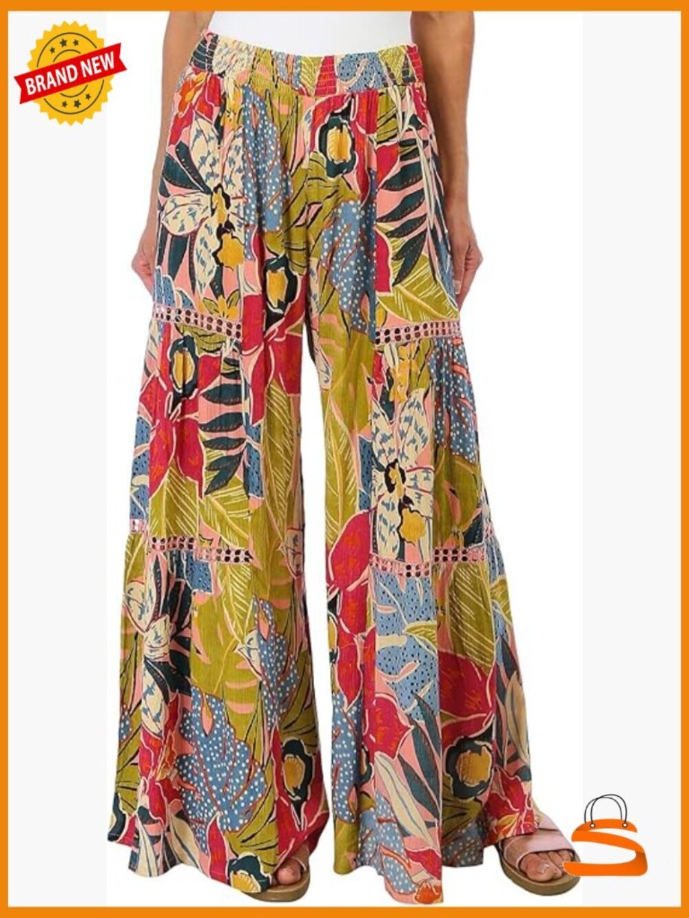 Button Front Wide Leg Palazzo Pants High Rise Loose Fit